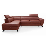 DUE corner sofa with sleeping function, storage space and movable headrests