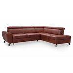 DUE corner sofa with sleeping function, storage space and movable headrests