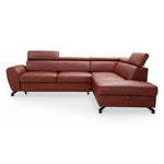 DUE corner sofa with sleeping function, storage space and movable headrests