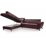 Narożnik skórzany DUE z funkcją spania i pojemnikiem oraz ruchomymi zagłówkami