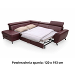 Narożnik skórzany DUE z funkcją spania i pojemnikiem oraz ruchomymi zagłówkami