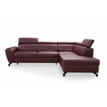 Narożnik skórzany DUE z funkcją spania i pojemnikiem oraz ruchomymi zagłówkami