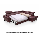 Narożnik skórzany DUE z funkcją spania i pojemnikiem oraz ruchomymi zagłówkami