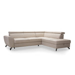 DUE corner sofa with sleeping function, storage space and movable headrests