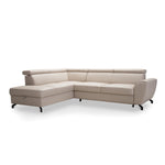 DUE corner sofa with sleeping function, storage space and movable headrests