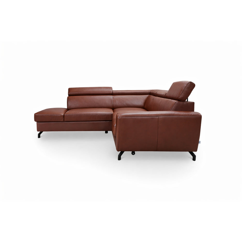 DUE corner sofa with sleeping function, storage space and movable headrests
