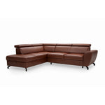 DUE corner sofa with sleeping function, storage space and movable headrests