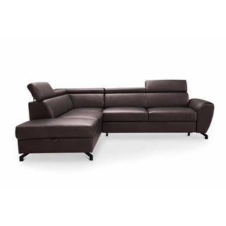 DUE corner sofa with sleeping function, storage space and movable headrests