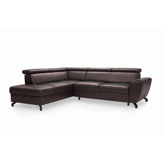 DUE corner sofa with sleeping function, storage space and movable headrests