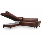 DUE corner sofa with sleeping function, storage space and movable headrests