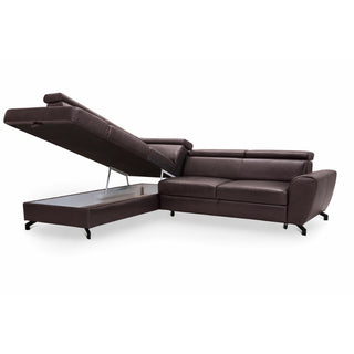 DUE corner sofa with sleeping function, storage space and movable headrests