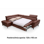 DUE corner sofa with sleeping function, storage space and movable headrests