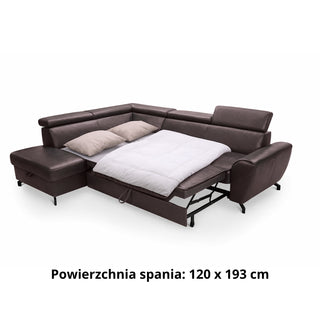 DUE corner sofa with sleeping function, storage space and movable headrests