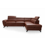 DUE corner sofa with sleeping function, storage space and movable headrests