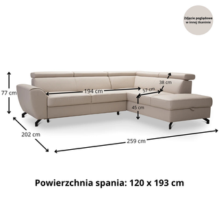 Narożnik skórzany DUE z funkcją spania i pojemnikiem oraz ruchomymi zagłówkami