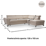 DUE corner sofa with sleeping function, storage space and movable headrests