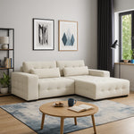 CHANCE corner sofa with sleeping function, storage compartment, and cushion set