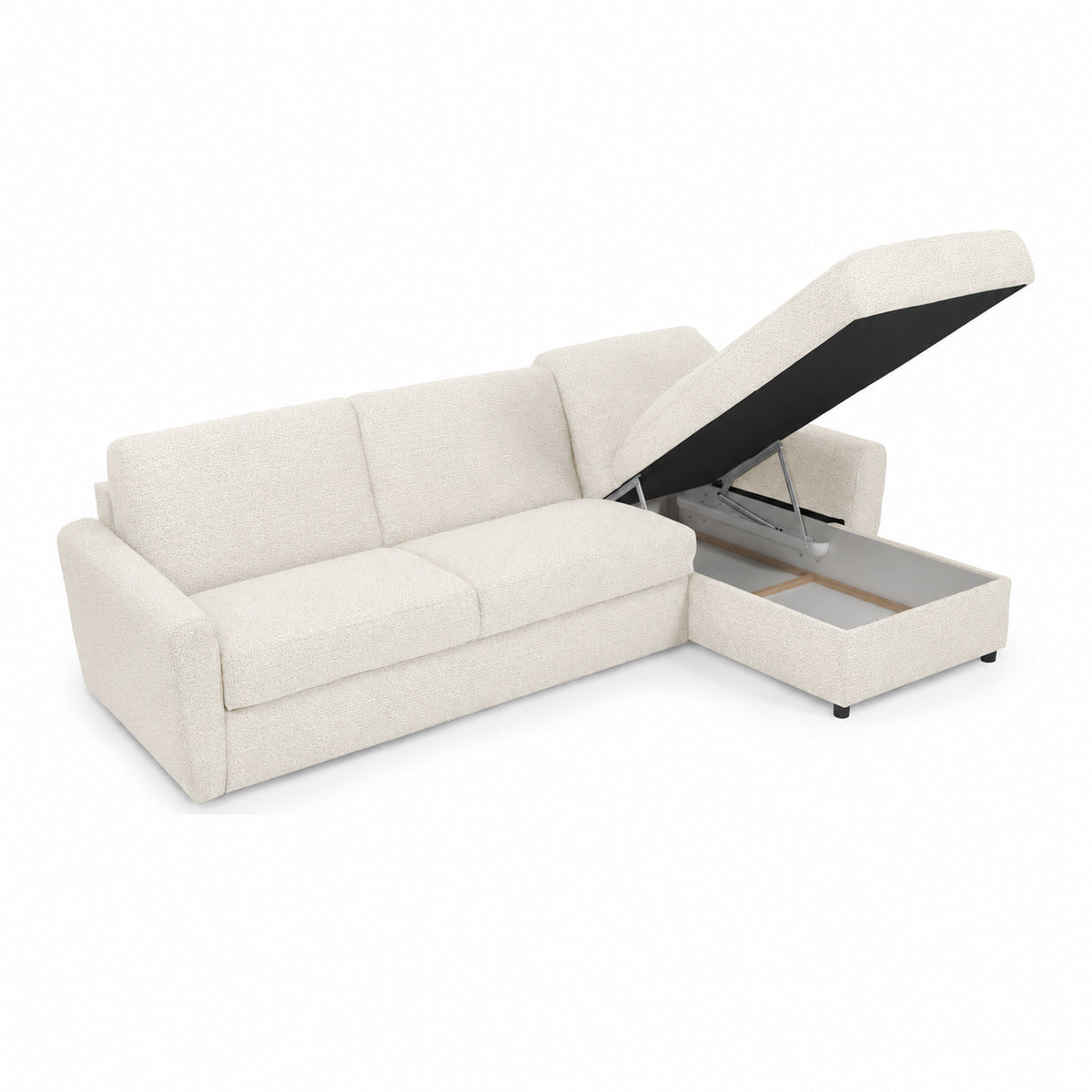 DOLLY corner sofa with daily sleeping function, Italian frame, 160 cm mattress and bedding container, right side