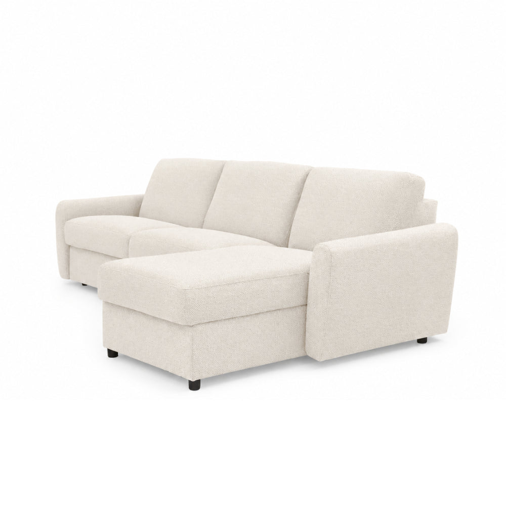 DOLLY corner sofa with daily sleeping function, Italian frame, 160 cm mattress and bedding container, right side