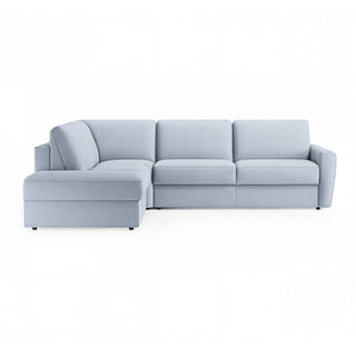 Narożnik DOLLY z otomaną funkcja spania codziennego stelaż włoski z materacem 160 cm i pojemnikiem na pościel