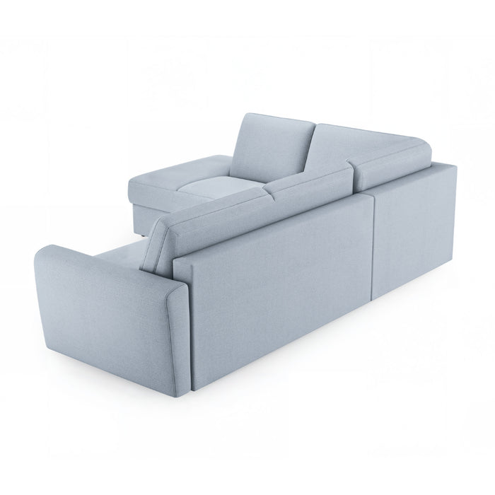 Narożnik DOLLY z otomaną funkcja spania codziennego stelaż włoski z materacem 160 cm i pojemnikiem na pościel