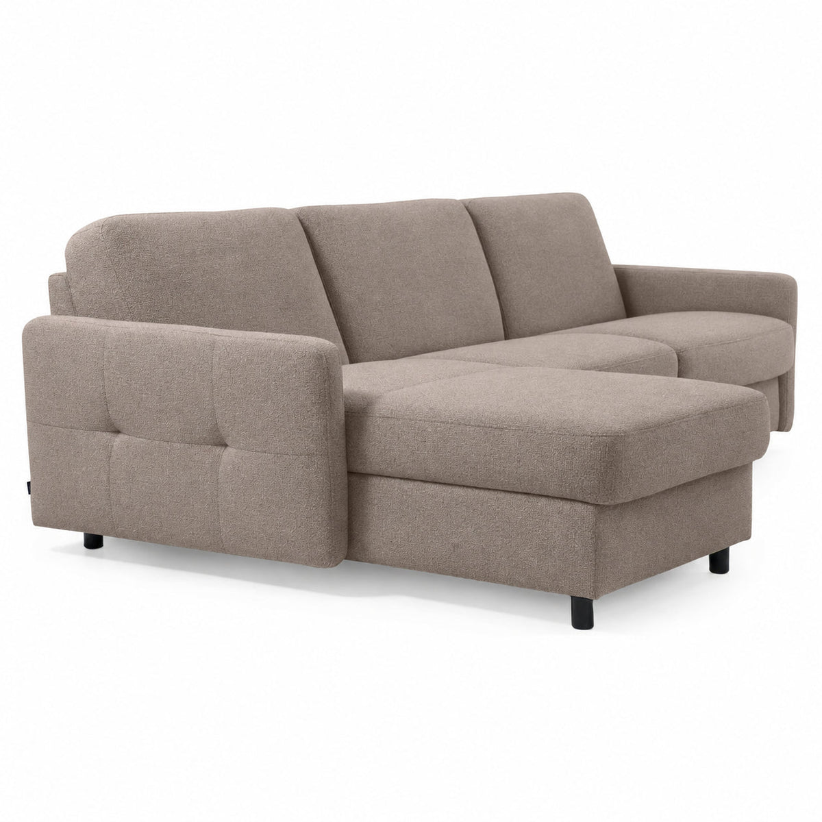 EMA corner sofa with daily sleeping function, Italian frame, 140 cm mattress and bedding container