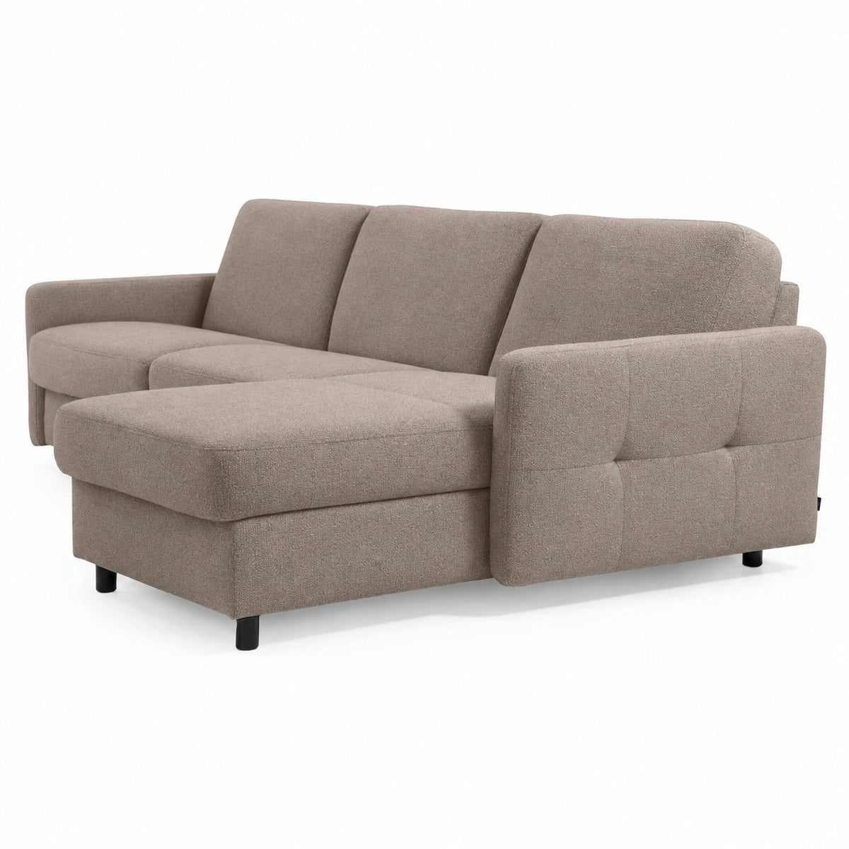 EMA corner sofa with daily sleeping function, Italian frame, 140 cm mattress and bedding container