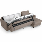 EMA corner sofa with daily sleeping function, Italian frame, 140 cm mattress and bedding container