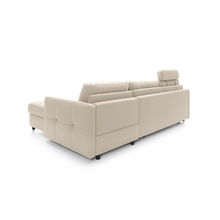 EMA corner sofa with daily sleeping function, Italian PRO frame with a 160 cm mattress and a bedding container