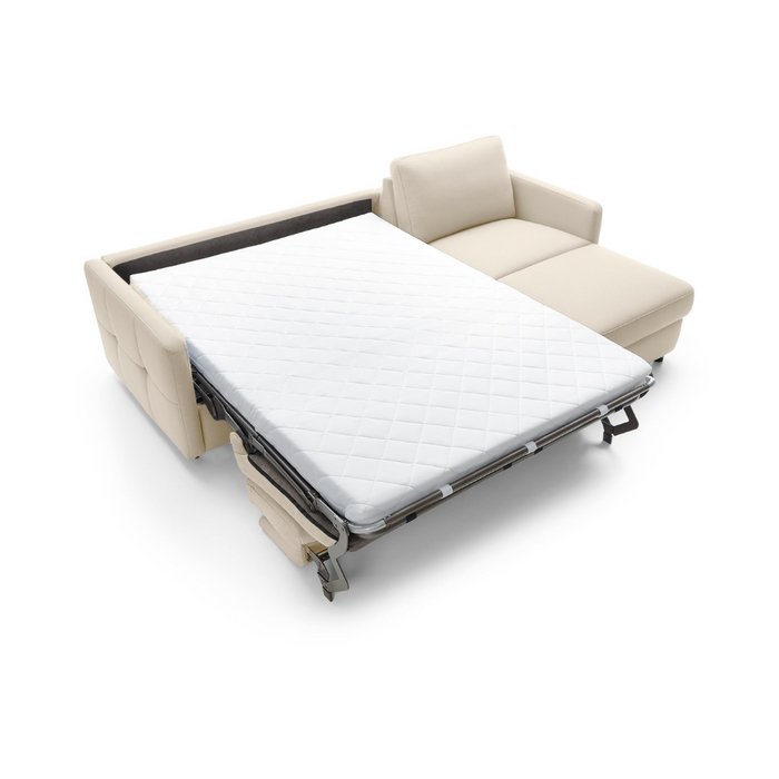 EMA corner sofa with daily sleeping function, Italian PRO frame with a 160 cm mattress and a bedding container