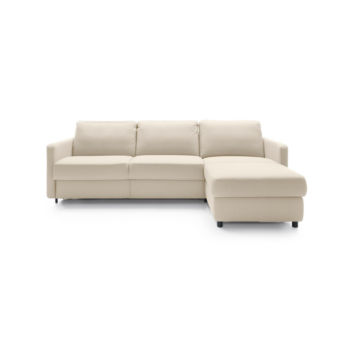 EMA corner sofa with daily sleeping function, Italian PRO frame with a 160 cm mattress and a bedding container