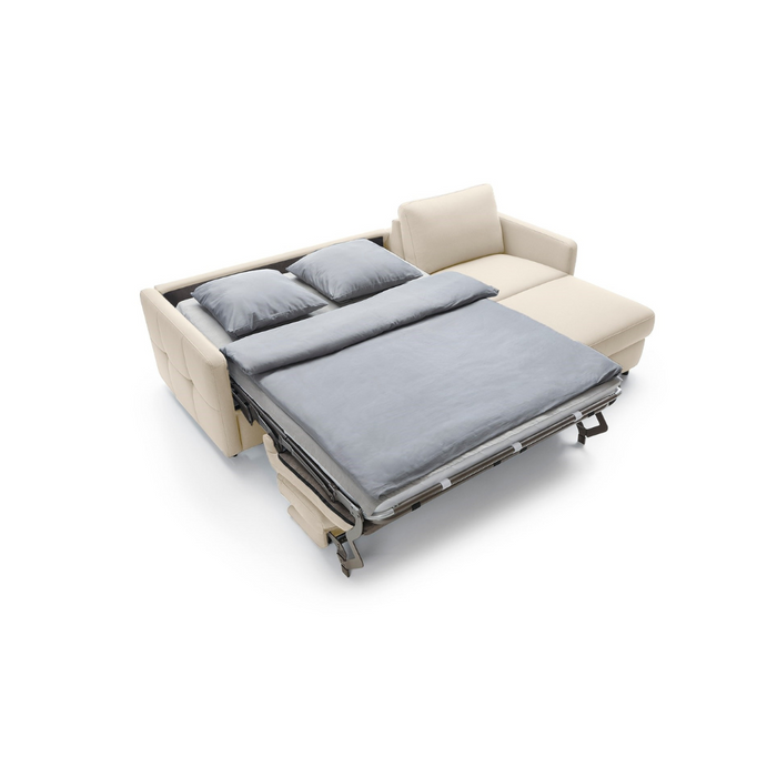 EMA corner sofa with daily sleeping function, Italian PRO frame with a 160 cm mattress and a bedding container