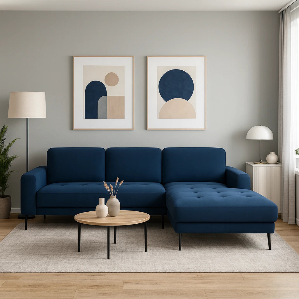 Nowoczesny narożnik LUKE na metalowych nóżkach