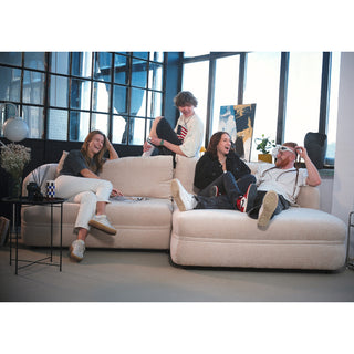 Narożnik LUSH obły z funkcją spania i pojemnikiem na pościel mały