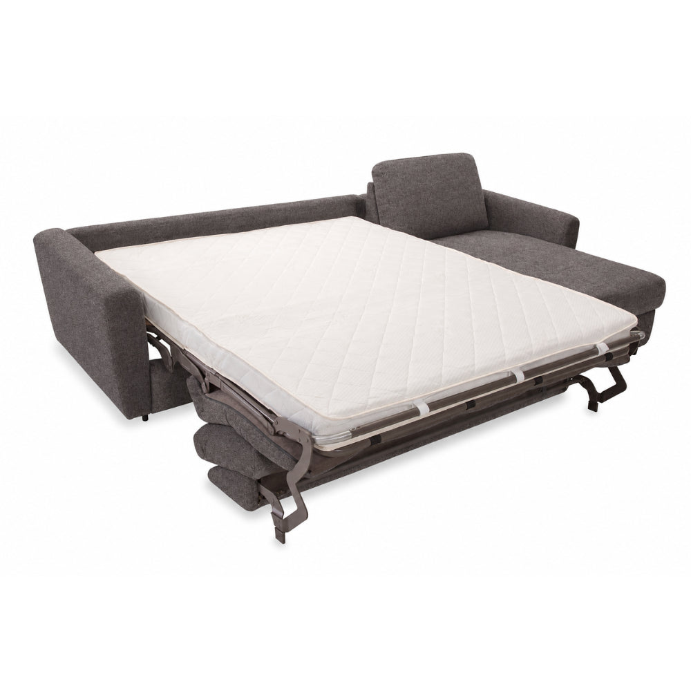 OLBIA Corner Sofa Bed for Everyday Sleeping with PRO Italian Sofa Bed Mechanism, 120 cm Mattress, Bedding Storage Compartment and Two Headrests