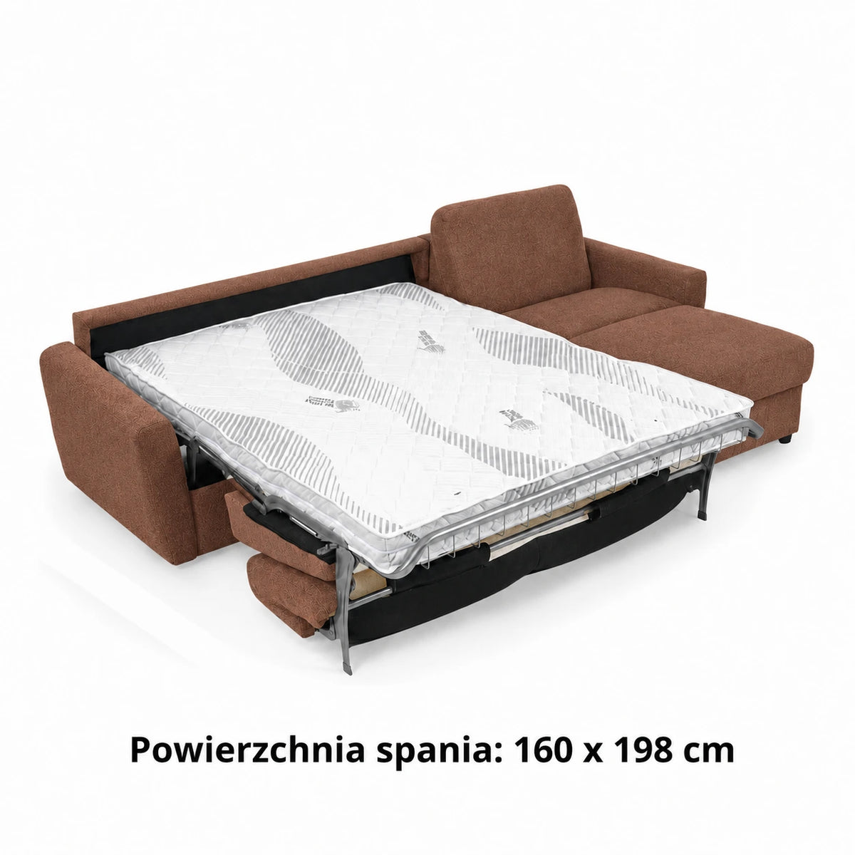 DOLLY corner sofa with daily sleeping function, Italian frame, 160 cm mattress and bedding container