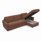 DOLLY corner sofa with daily sleeping function, Italian frame, 160 cm mattress and bedding container
