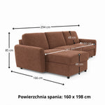 DOLLY corner sofa with daily sleeping function, Italian frame, 160 cm mattress and bedding container