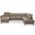 DUE U-shaped extendable corner sofa with adjustable headrests and two containers