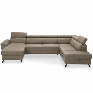 DUE U-shaped extendable corner sofa with adjustable headrests and two containers