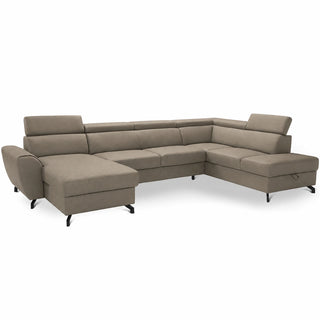 DUE U-shaped extendable corner sofa with adjustable headrests and two containers