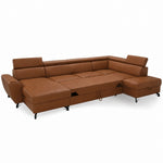 DUE U-shaped extendable corner sofa with adjustable headrests and two containers