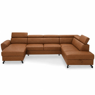 DUE U-shaped extendable corner sofa with adjustable headrests and two containers
