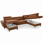 DUE U-shaped extendable corner sofa with adjustable headrests and two containers
