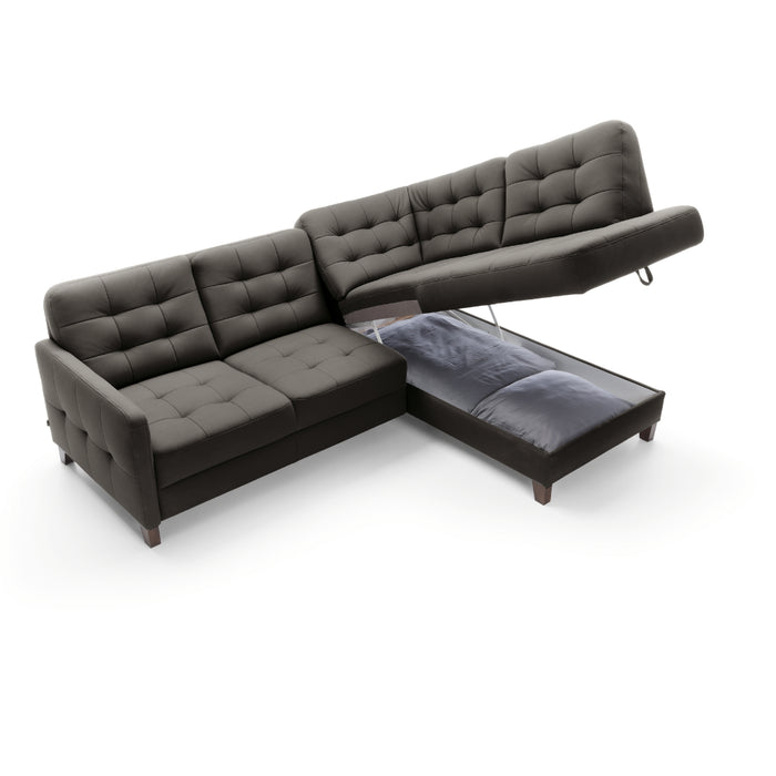 Narożnik ELIO z otomaną, funkcją spania i pojemnikiem na pościel