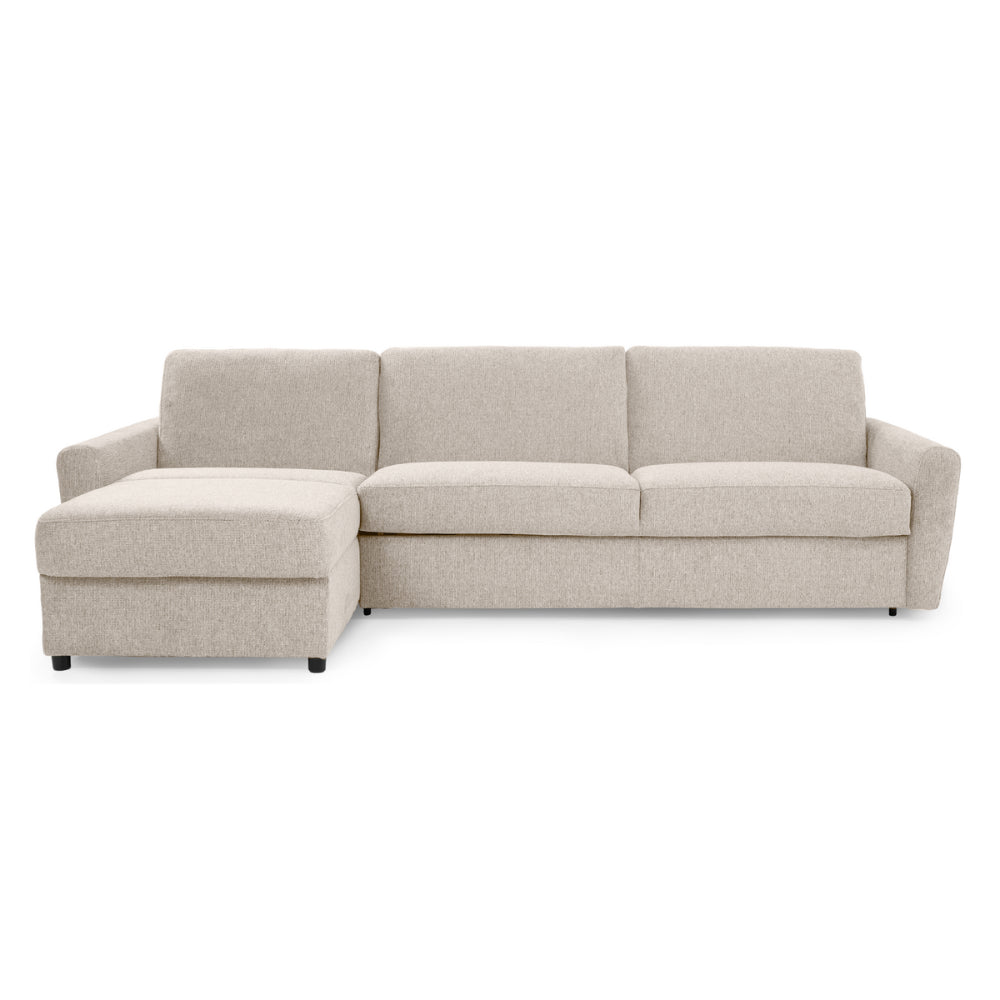 Narożnik DOLLY z funkcją spania codziennego stelaż włoski z materacem 160 cm i pojemnikiem na pościel lewostronny