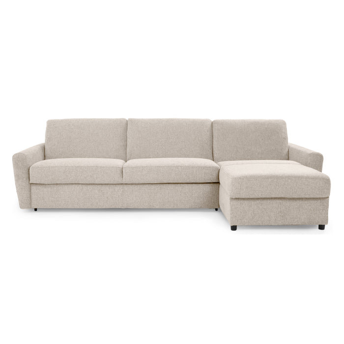 Narożnik DOLLY z funkcją spania codziennego stelaż włoski z materacem 160 cm i pojemnikiem na pościel prawostronny