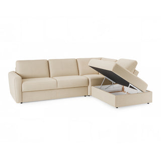 Narożnik DOLLY z otomaną funkcja spania codziennego stelaż włoski z materacem 140 cm i pojemnikiem na pościel