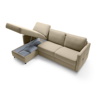 Narożnik EMA z funkcją spania codziennego stelaż włoski z materacem 120 cm i pojemnikiem na pościel