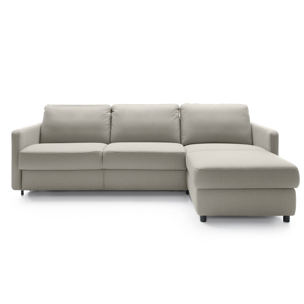 Narożnik EMA z funkcją spania codziennego stelaż włoski z materacem 140 cm i pojemnikiem na pościel